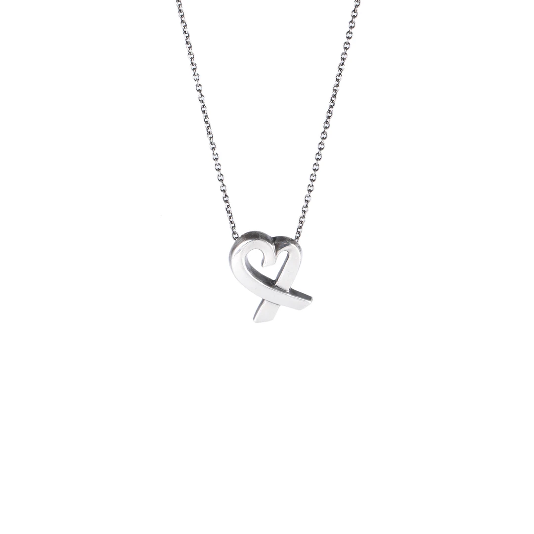 95新 Tiffany & Co./蒂芙尼  AG925 银 爱心设计 项链 P205639434