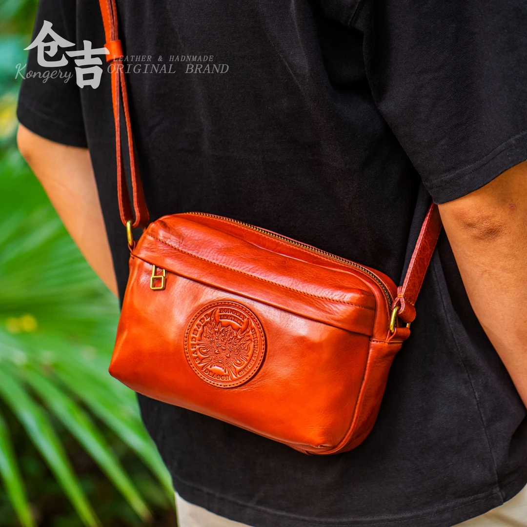 【龍耀随行】通勤单肩包仓吉手工头层牛皮男女复古斜挎包百搭邮差包