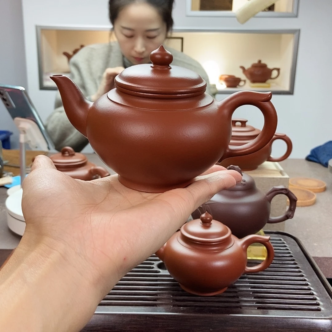 紫砂茶壶朱泥大笑樱300cc
