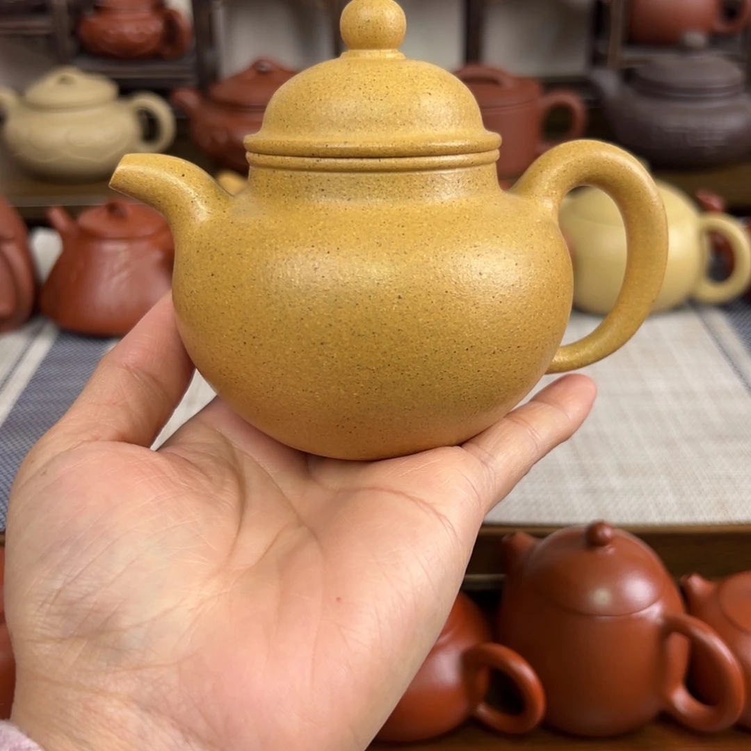 茶壶紫砂黄金段掇球全手220cc