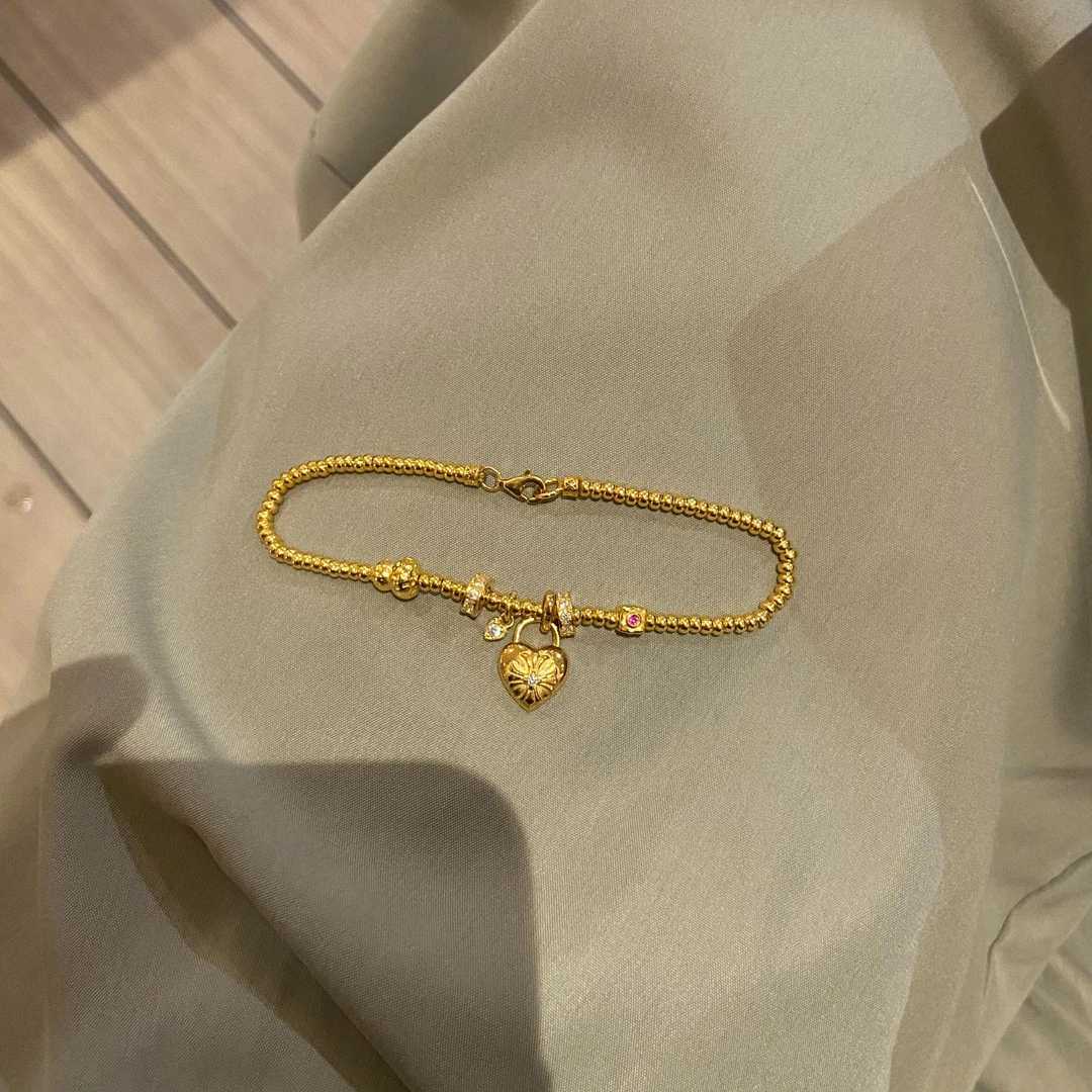 瑞诺黄金克罗爱心手链女新款足金999小众葫芦手串生日礼物送女友