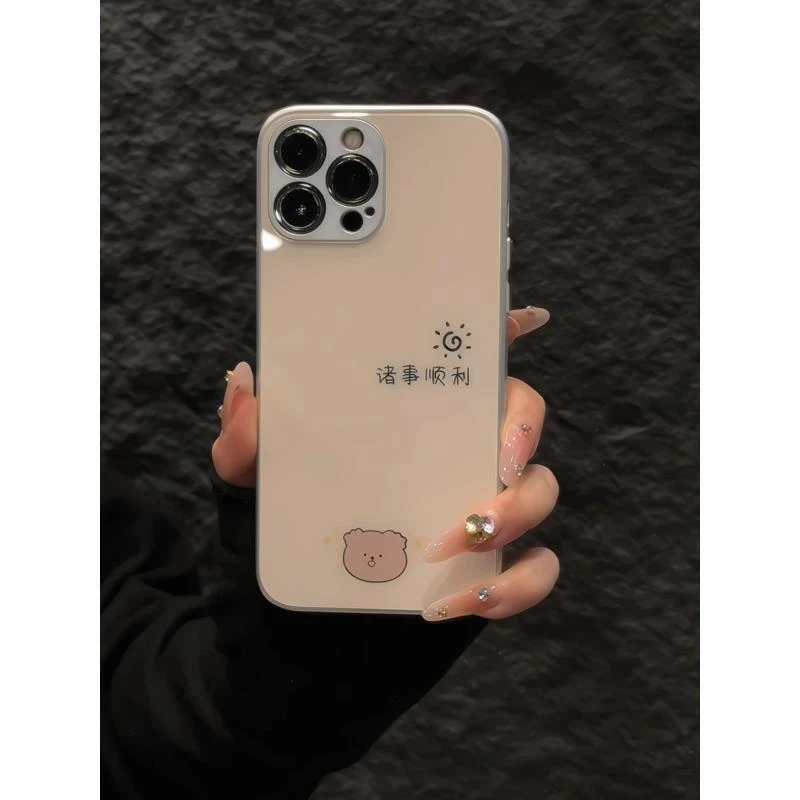 小熊诸事顺利适用苹果16promax手机壳iPhone15金属华为玻璃小米15