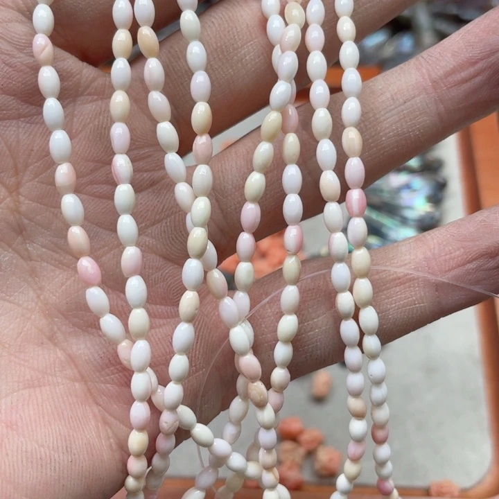玛瑙/玉髓合金珠宝半成品一条3x5mm女贝米珠