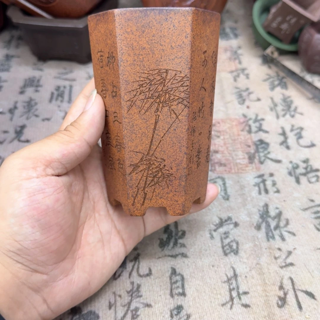 紫砂花盆6.5x11内经紫砂花盆