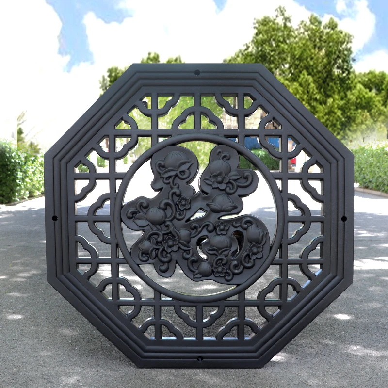 梦古98八角寿桃福树脂挂件八边形塑料仿砖雕中式照壁影壁芯挂饰