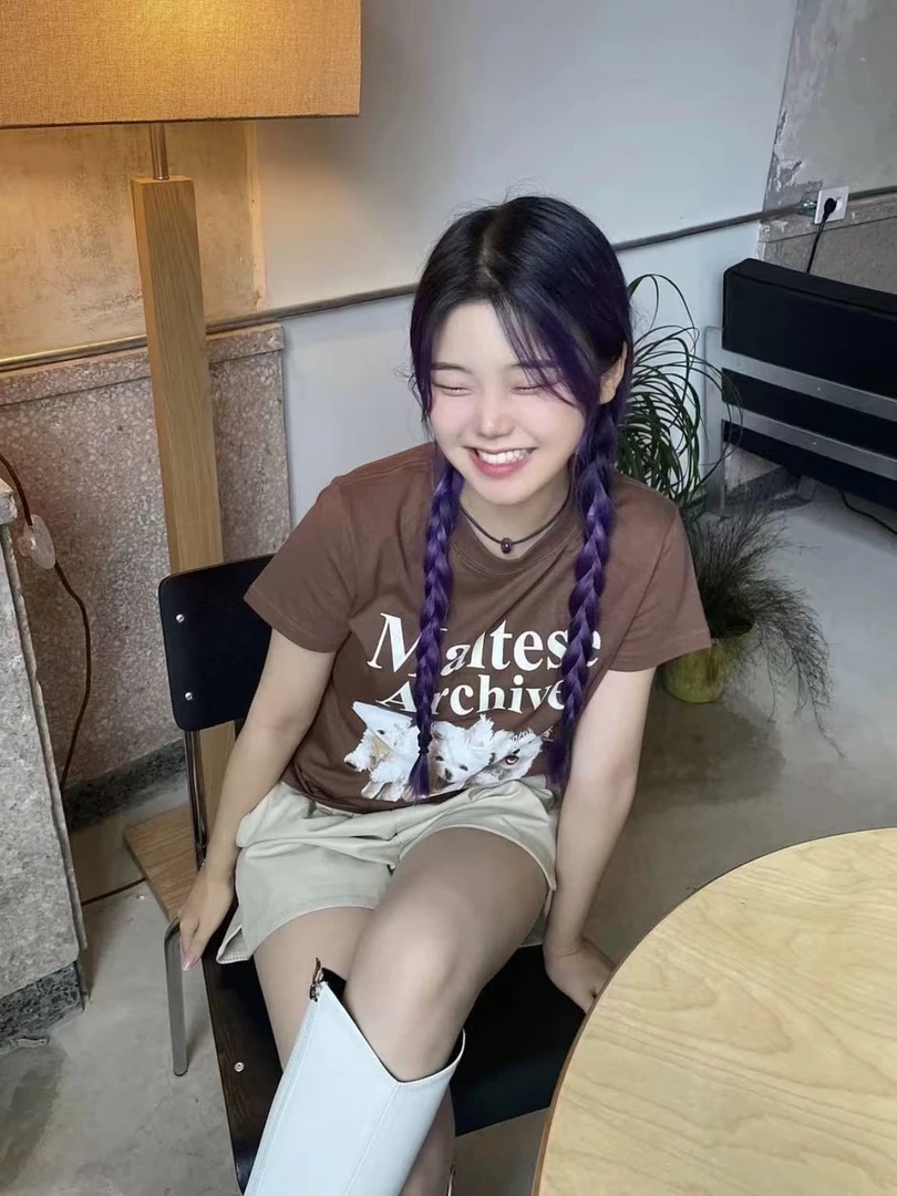 韩国单 小狗驾到修身版汪星人短袖