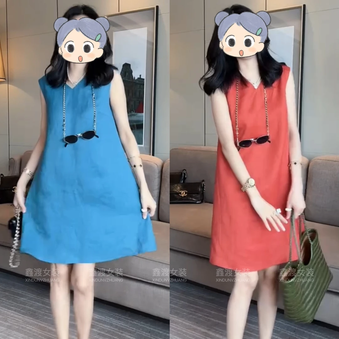 2025春夏新款时尚显瘦气质女士网红洋气连衣裙百搭款D5196