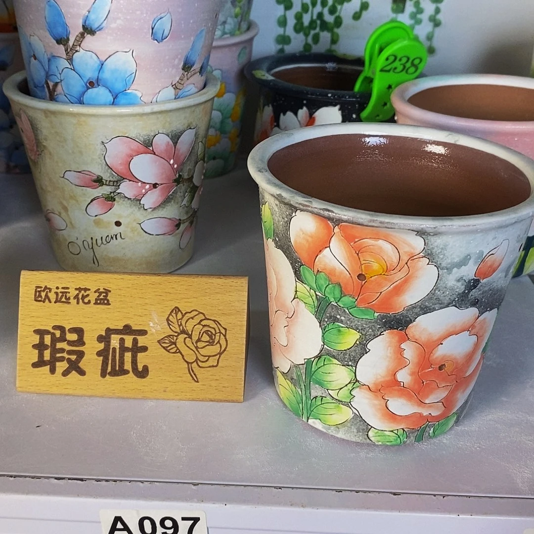 紫砂花盆红陶手绘花盆