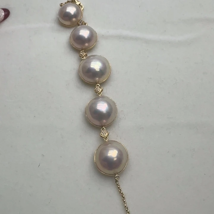 拼合珍珠（马贝珠）手绳18K金镶嵌