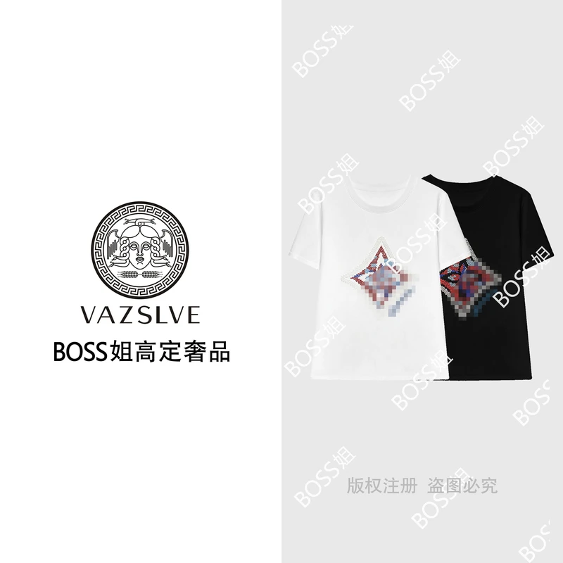 【VAZSLVE/原创设计】68036#烫钻T恤2025春夏显瘦休闲潮流个性上衣
