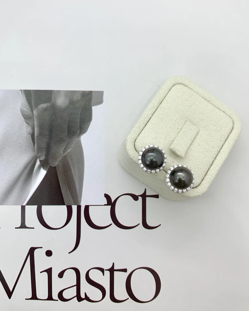 一米珍珠大溪地海水珍珠孔雀紫珍珠耳饰女小众设计轻奢珠宝可定制