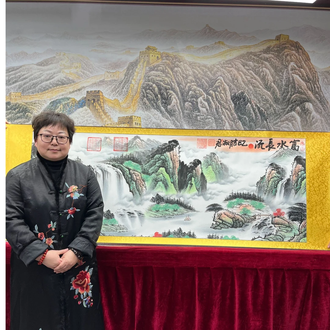 书法家程淑君山水6章带礼桶