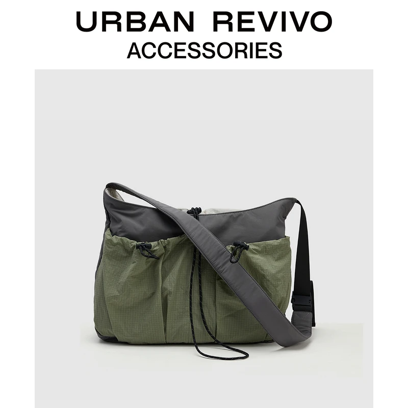 URBAN REVIVO2025春季新款男士潮流撞色抽绳斜挎包UAMB50012