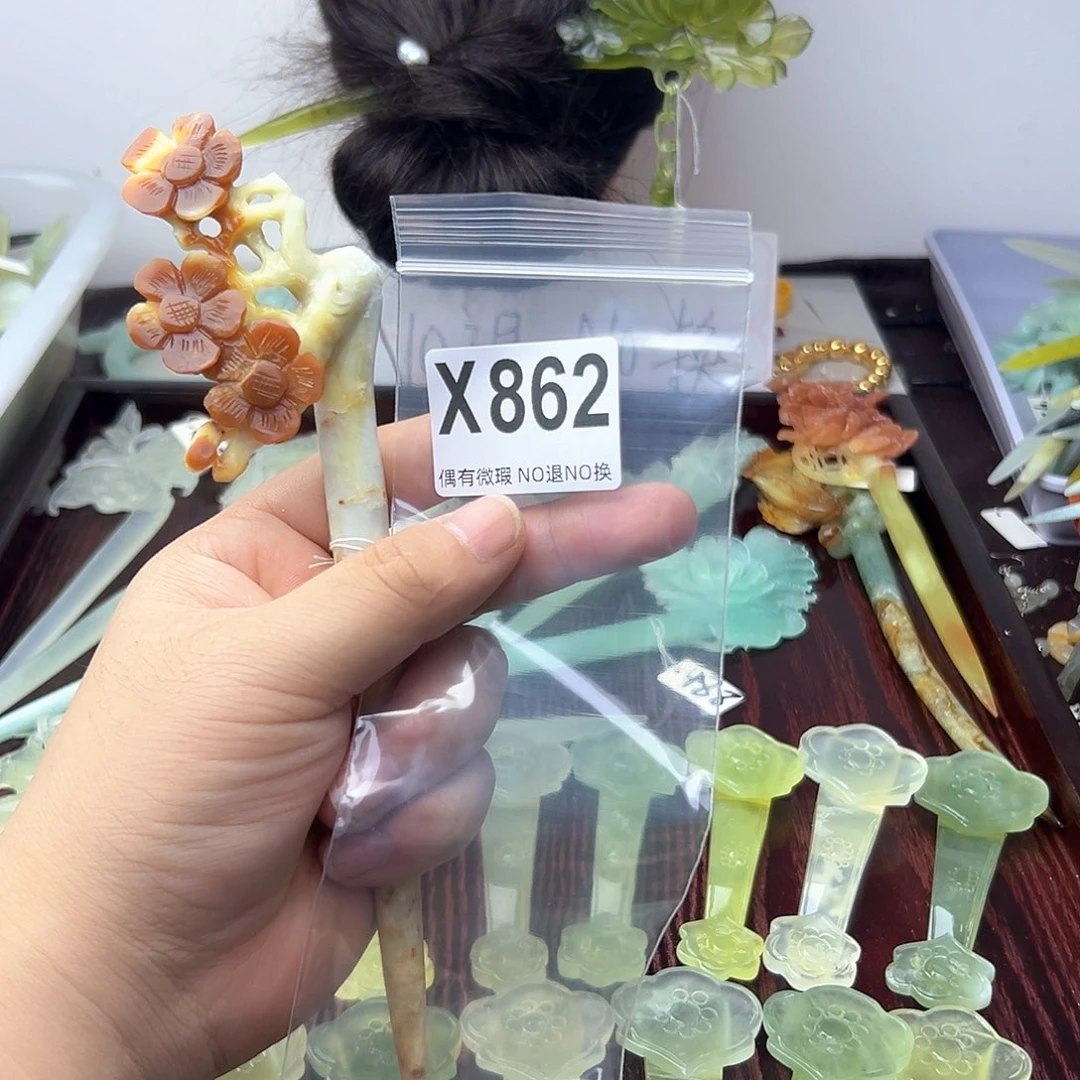 蛇纹石玉合金发饰浅*?