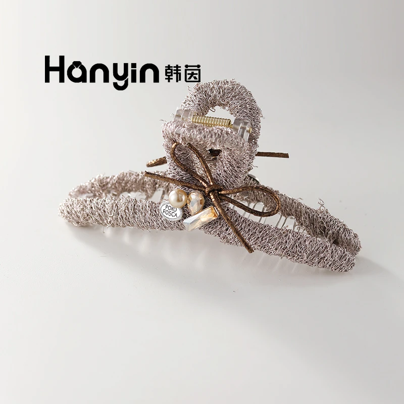 13cm浅香槟色蝴蝶结时尚气质百搭大抓夹