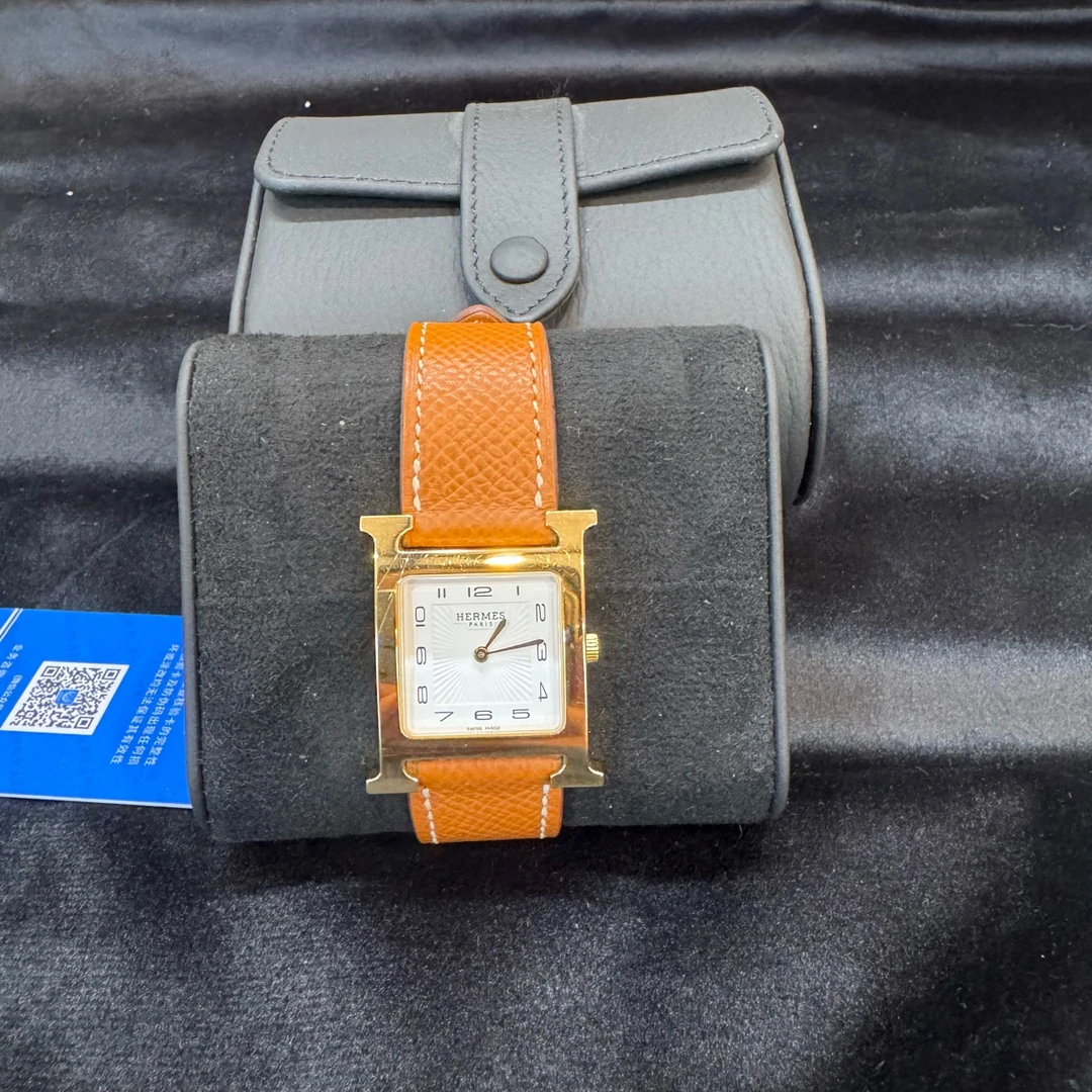 95新 Hermes/爱马仕 Hermes H hour 金棕手表
