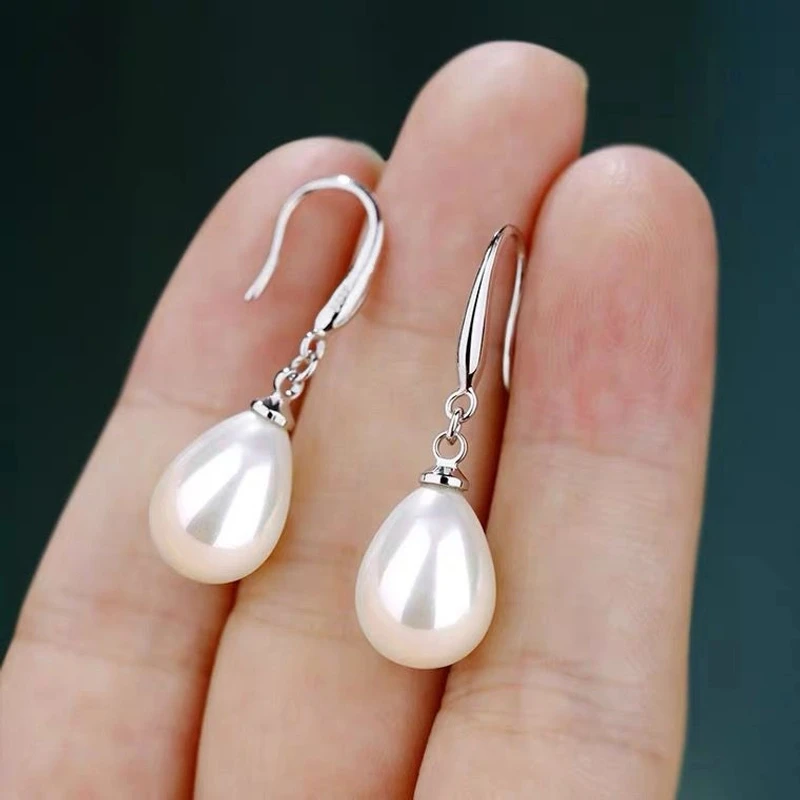 925银耳饰 纯银水滴珍珠网红耳环女时尚秋经典款耳钩短款百搭简约