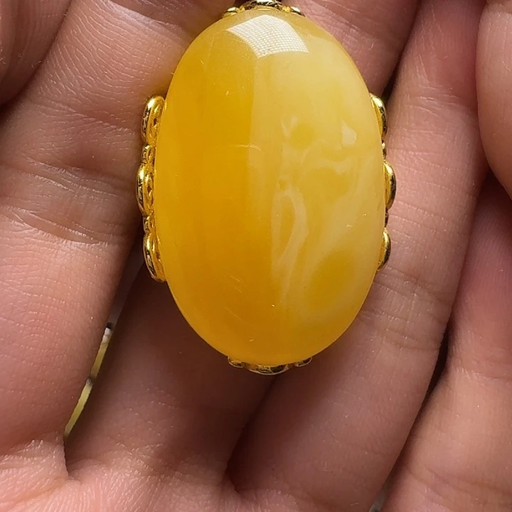 蜜蜡银S925镶嵌戒指戒指