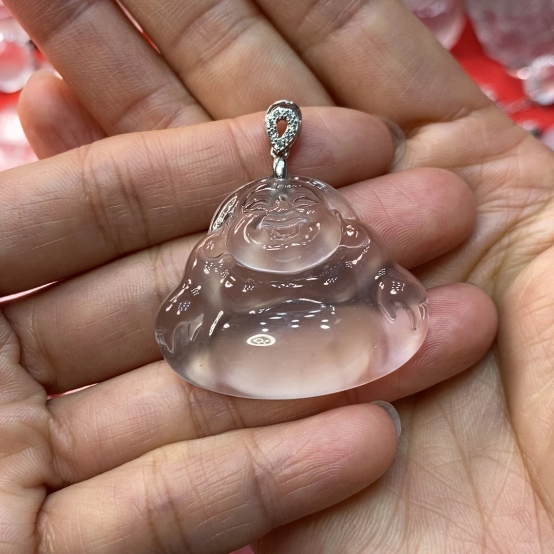 石英质玉银S925镶嵌吊坠