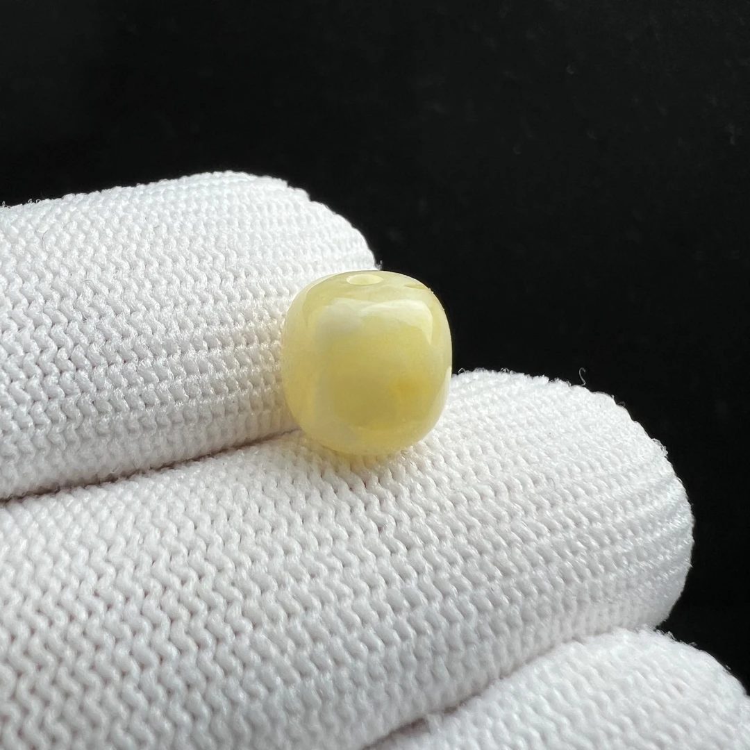 M6404天然俄料蜜蜡 白蜡老型单珠9*9mm 支持鉴定假一罚四