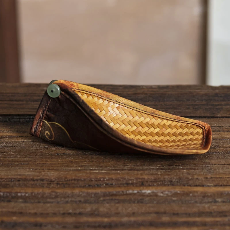 【福器】缎面印花竹席簸箕茶则(3.4mm席)（DM75）