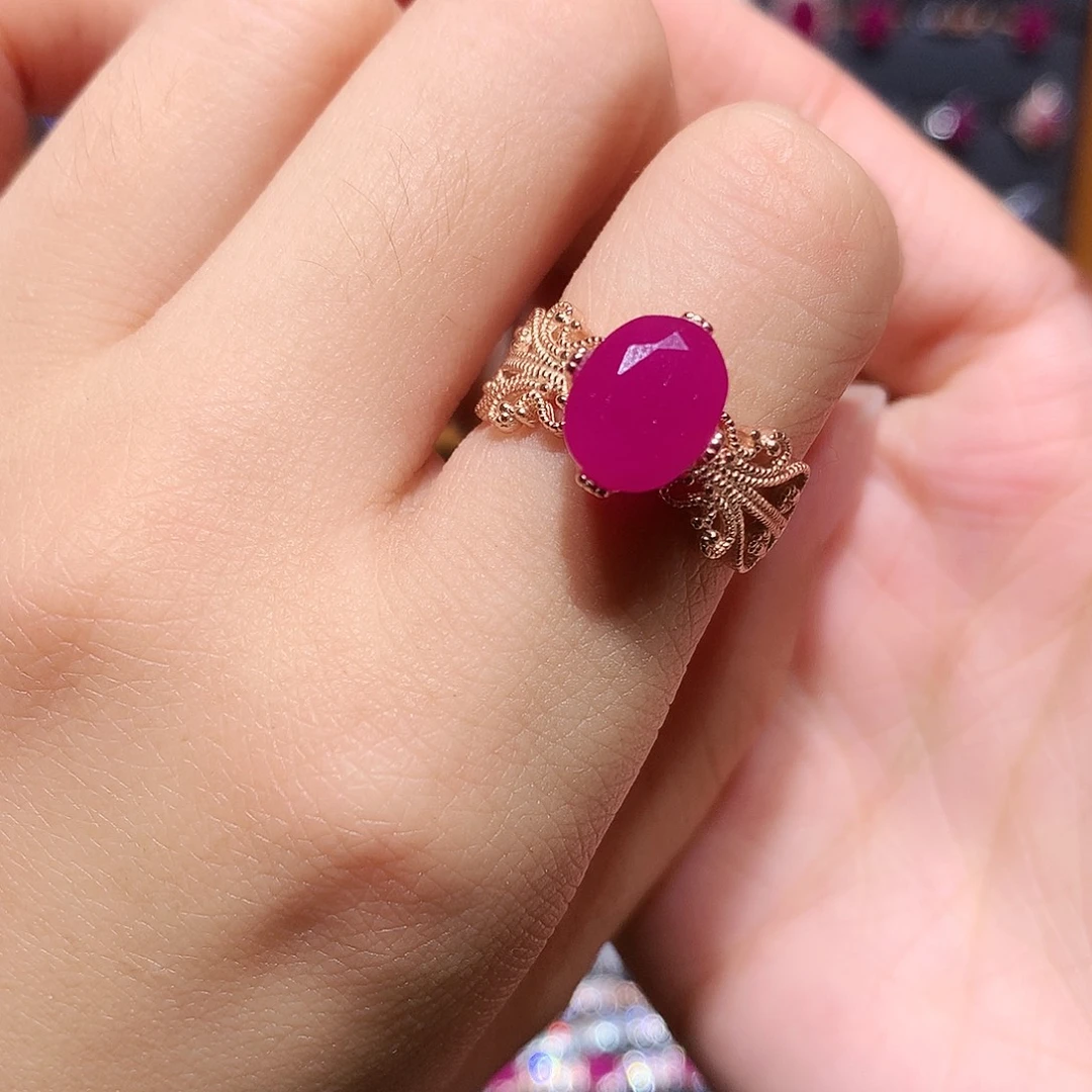 红宝石戒指银S925镶嵌