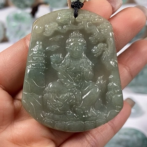 翡翠颈饰未镶嵌文殊菩萨福利