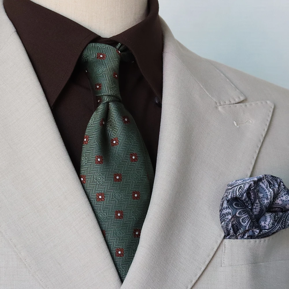 复古休闲墨绿提花纹领带男士正装商务绅装结婚新郎休闲意式条纹