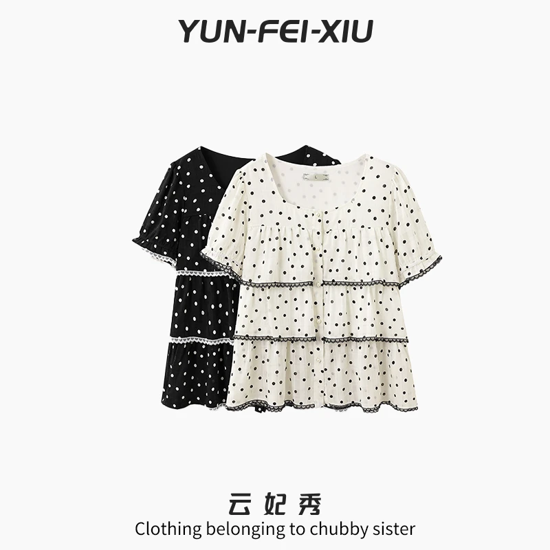 云妃秀大码女装衬衫休闲时尚胖妹妹显瘦宽松减龄上衣夏季25515