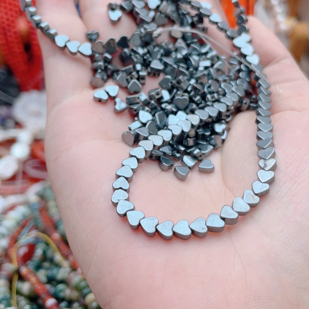 玛瑙/玉髓其他合金黑胆石爱心一条卡4