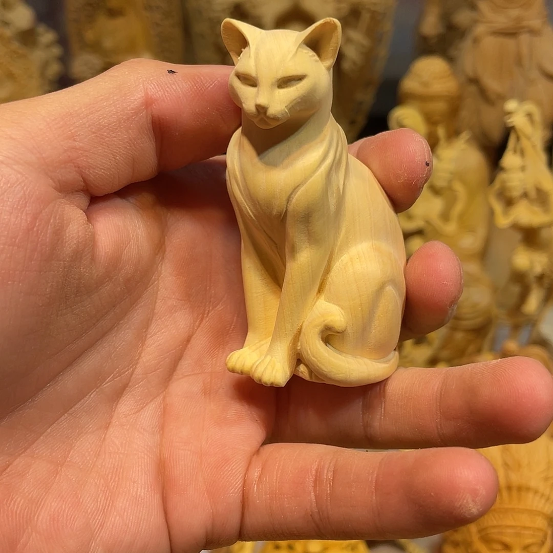 黄杨木小瑕疵小猫咪