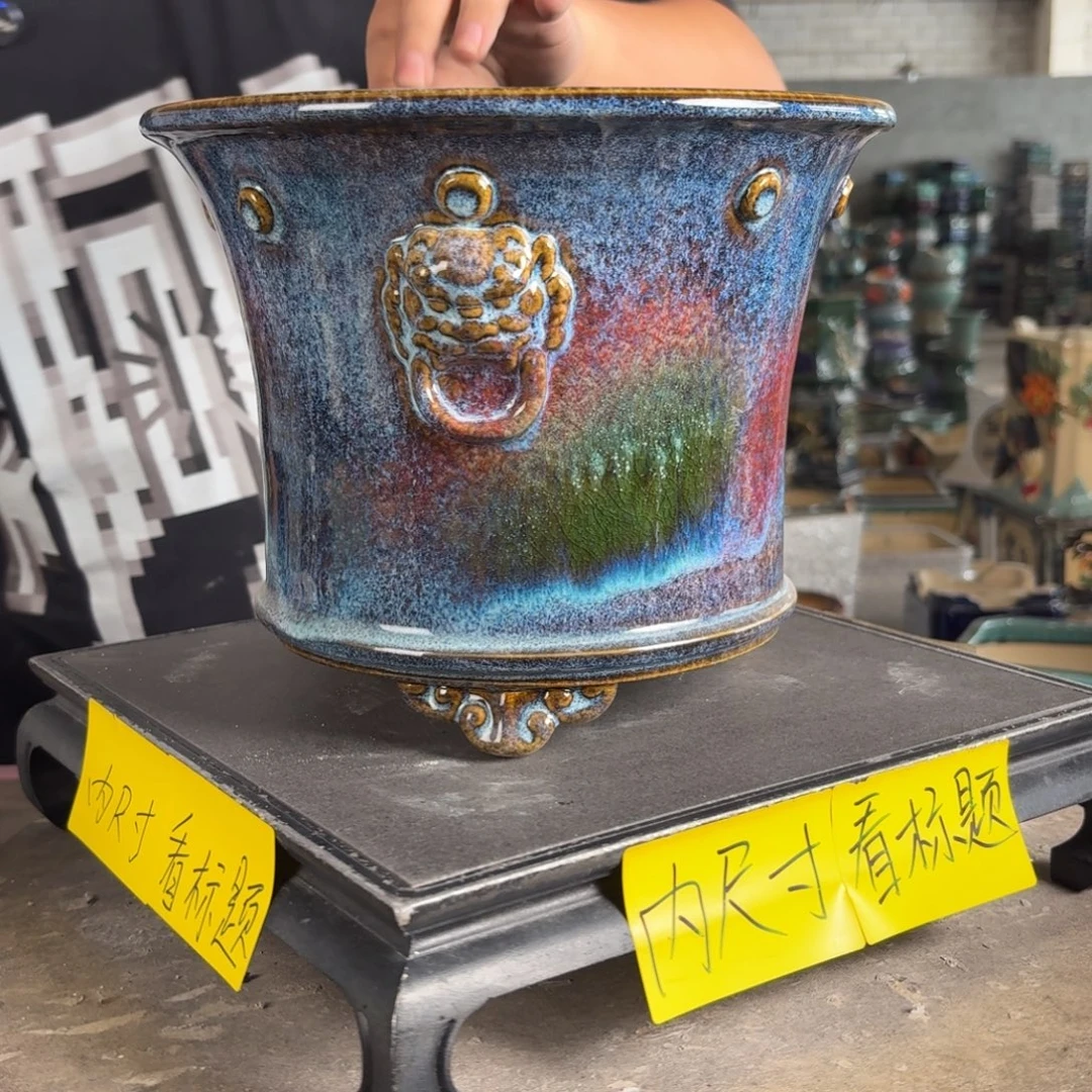 。一风堂石湾花盆 开孔痕迹 气孔 内21*17