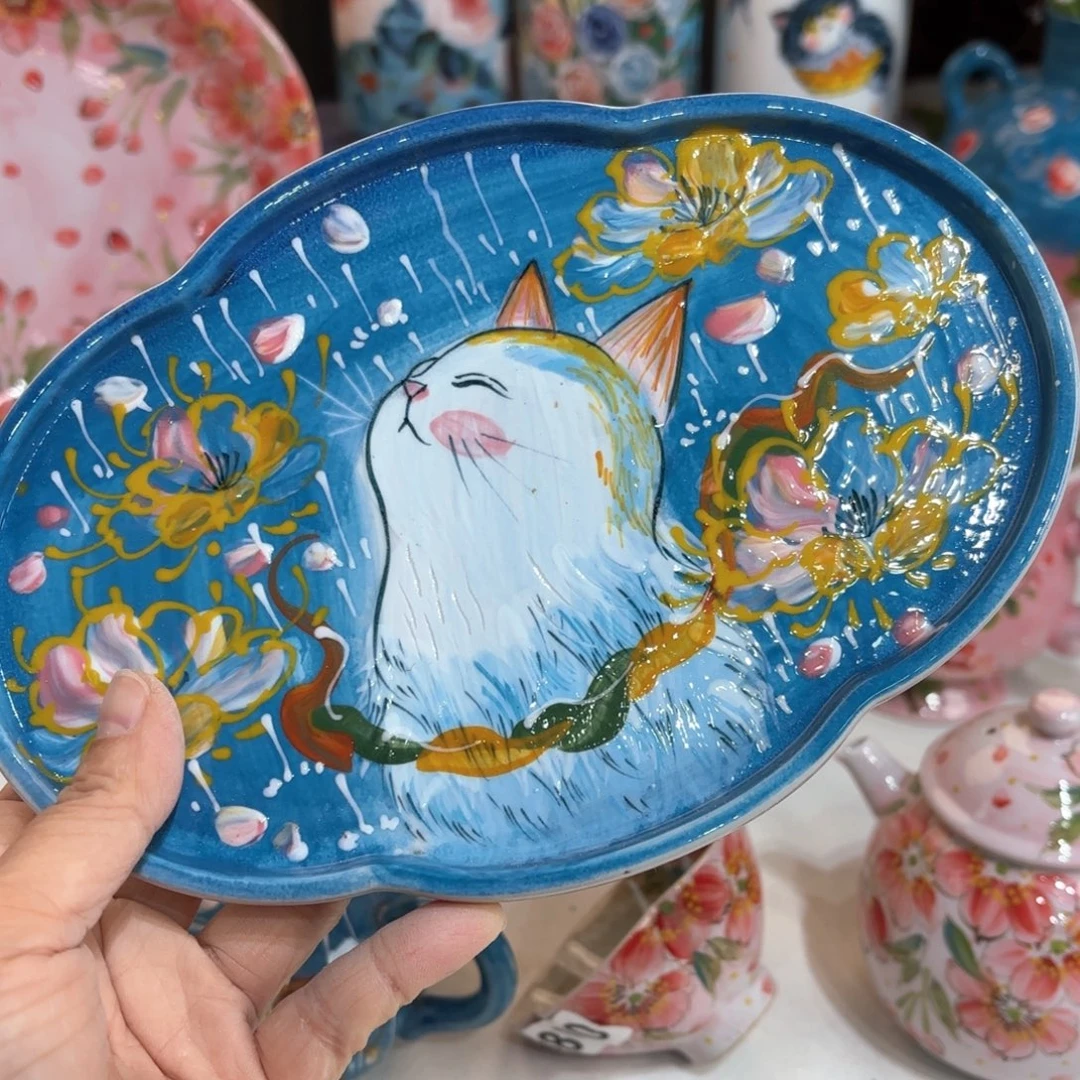 景德镇手绘高温釉下彩陶瓷茶具