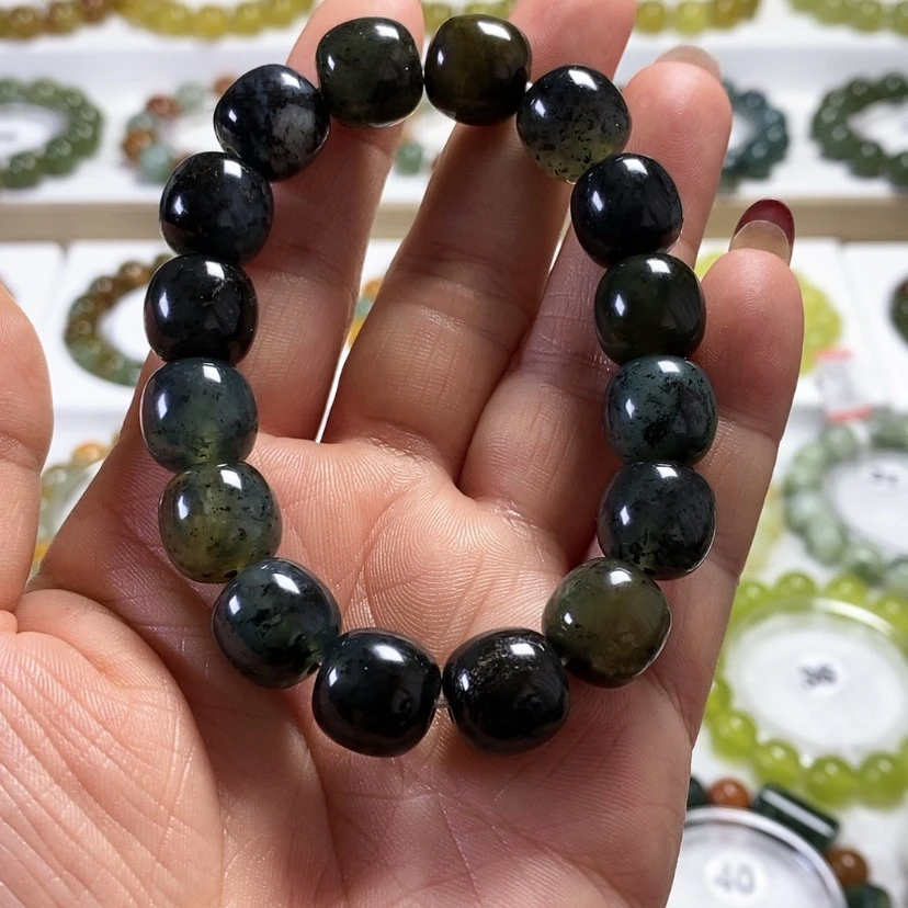 【闪购商品】未镶嵌蛇纹石玉手链卡13