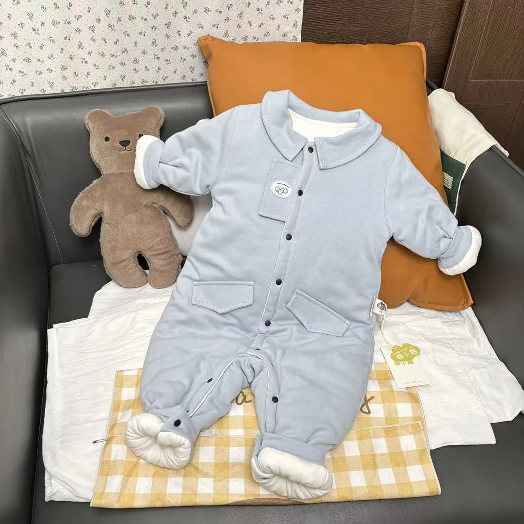 云蓝天空200克手工棉花衣婴儿保暖舒适婴幼宝宝亲肤韩版闭裆