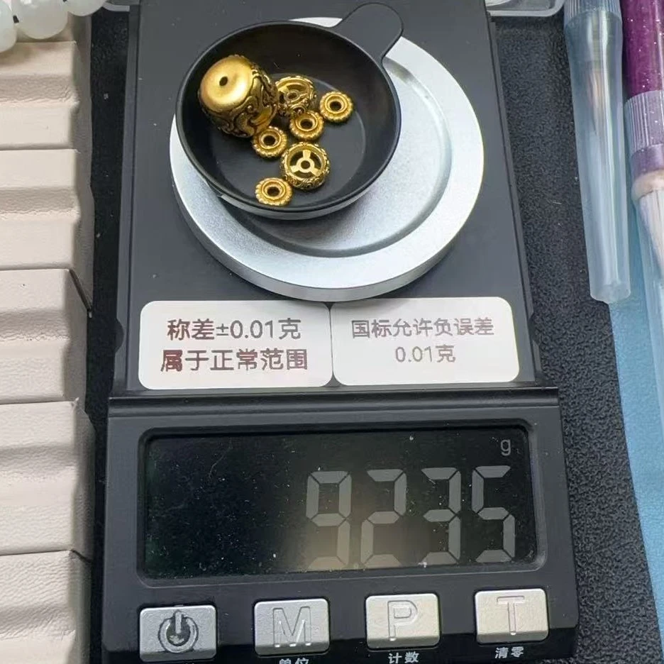 W足金黄金纯金盘龙唐草飞碟