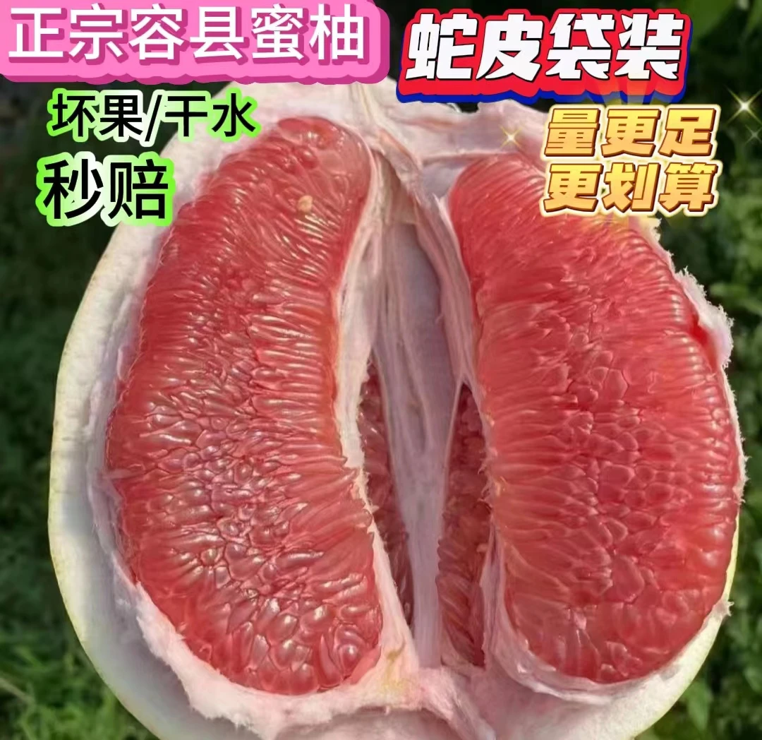 （蛇皮袋装外省拍它）正宗精品容县蜜柚三红蜜柚红心蜜柚10斤