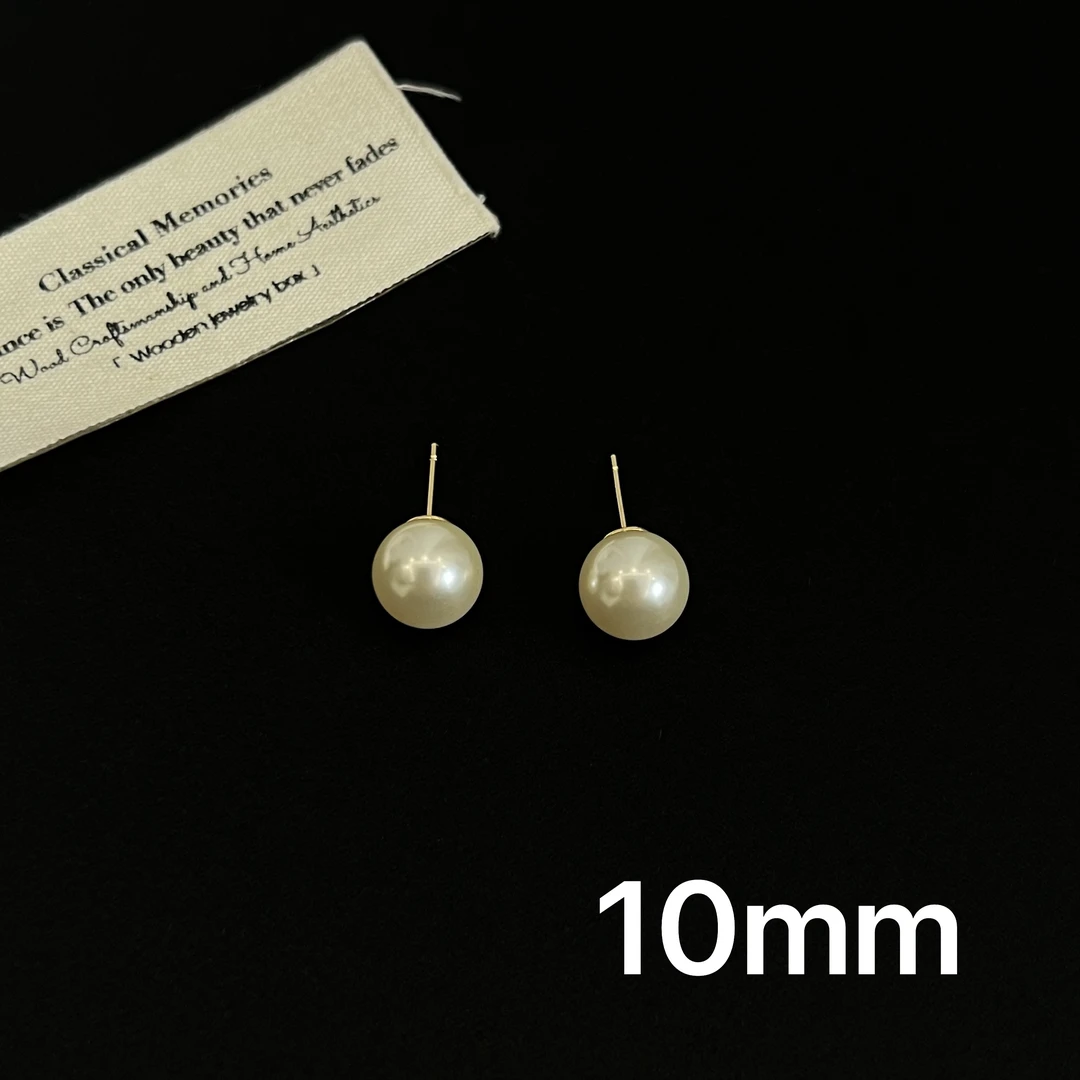 铜合金仿珍珠耳饰 【暖光珠】韩国欧尼10mm珠珠耳钉876