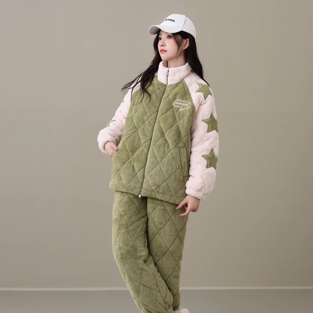 狐狸公主狐狸公主超厚冬季三层夹棉加绒保暖家居服59340W