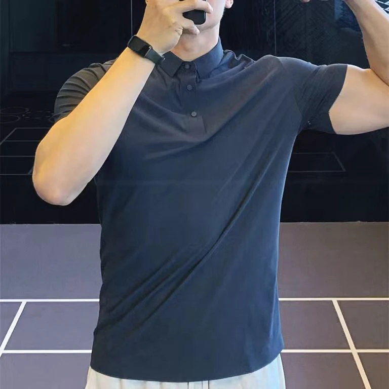男士无痕冰丝polo衫男短袖夏季新款2025高级商务修身纯色翻领t恤