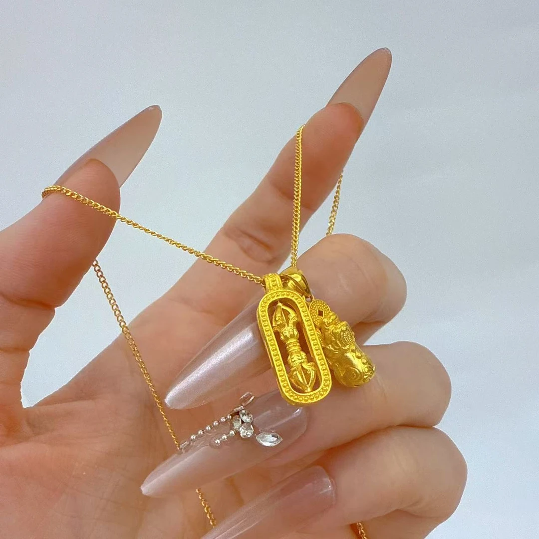 【禧丰金】足金999 金刚杵貔貅黄金项链