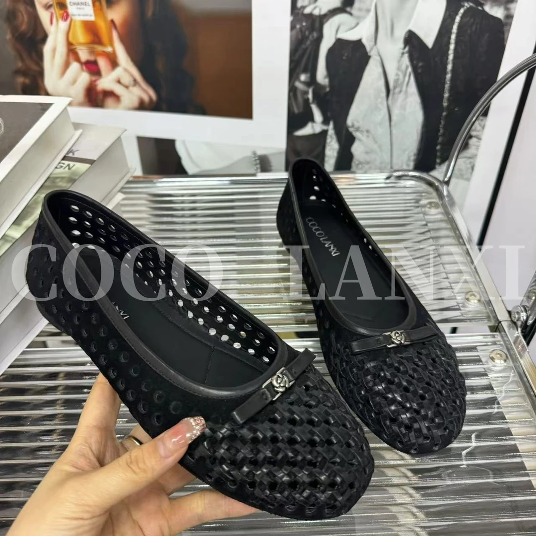 【独白】舒适时尚百搭女士黑色软底镂空小单鞋25DX062LX