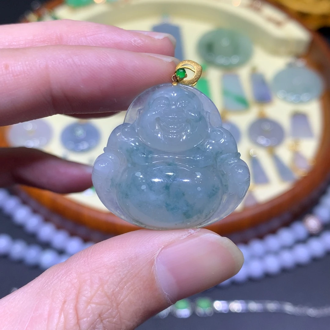 翡翠吊坠(不含链)18K金镶嵌