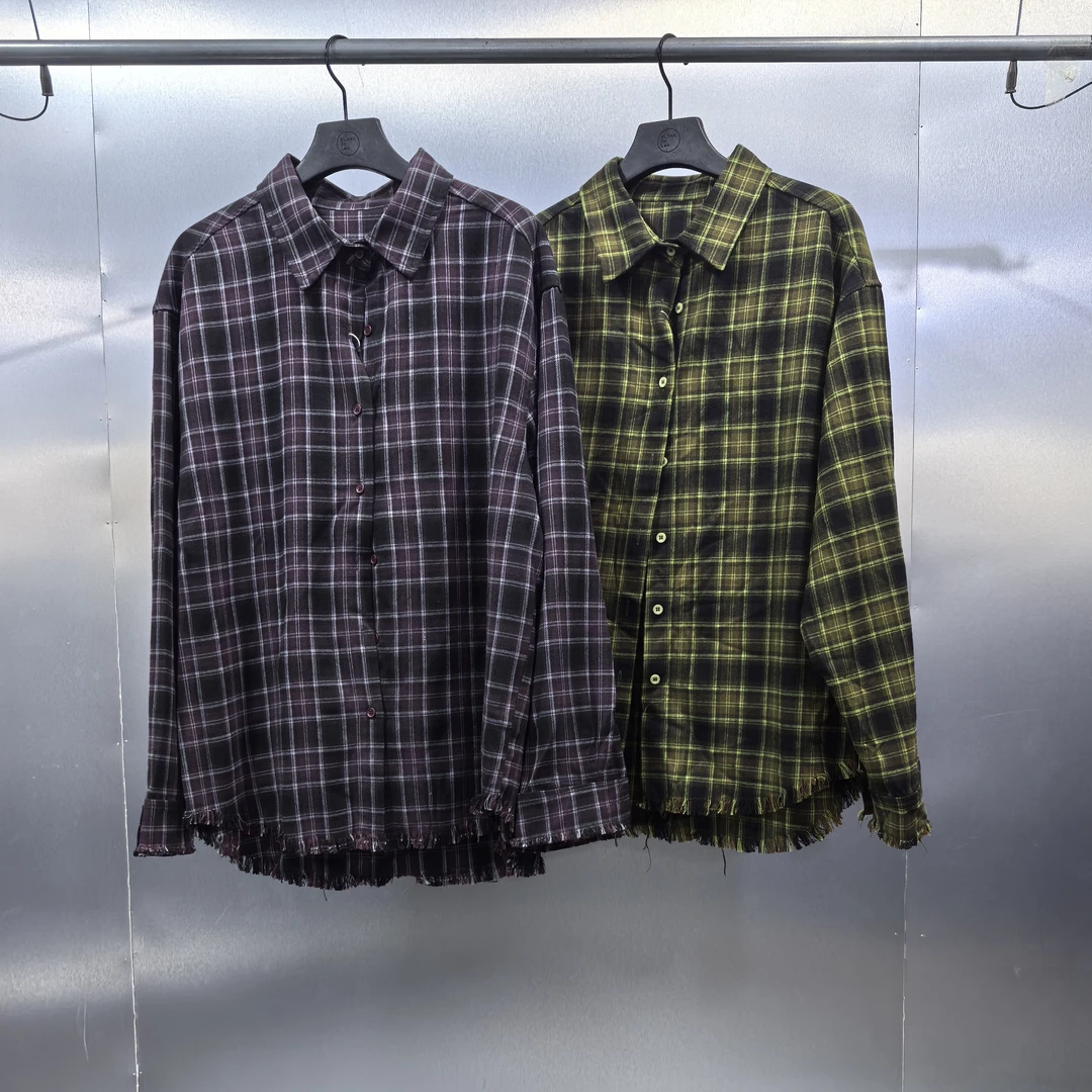 Y07-6010103-CHI春秋季潮流格纹设计时尚长袖衬衫