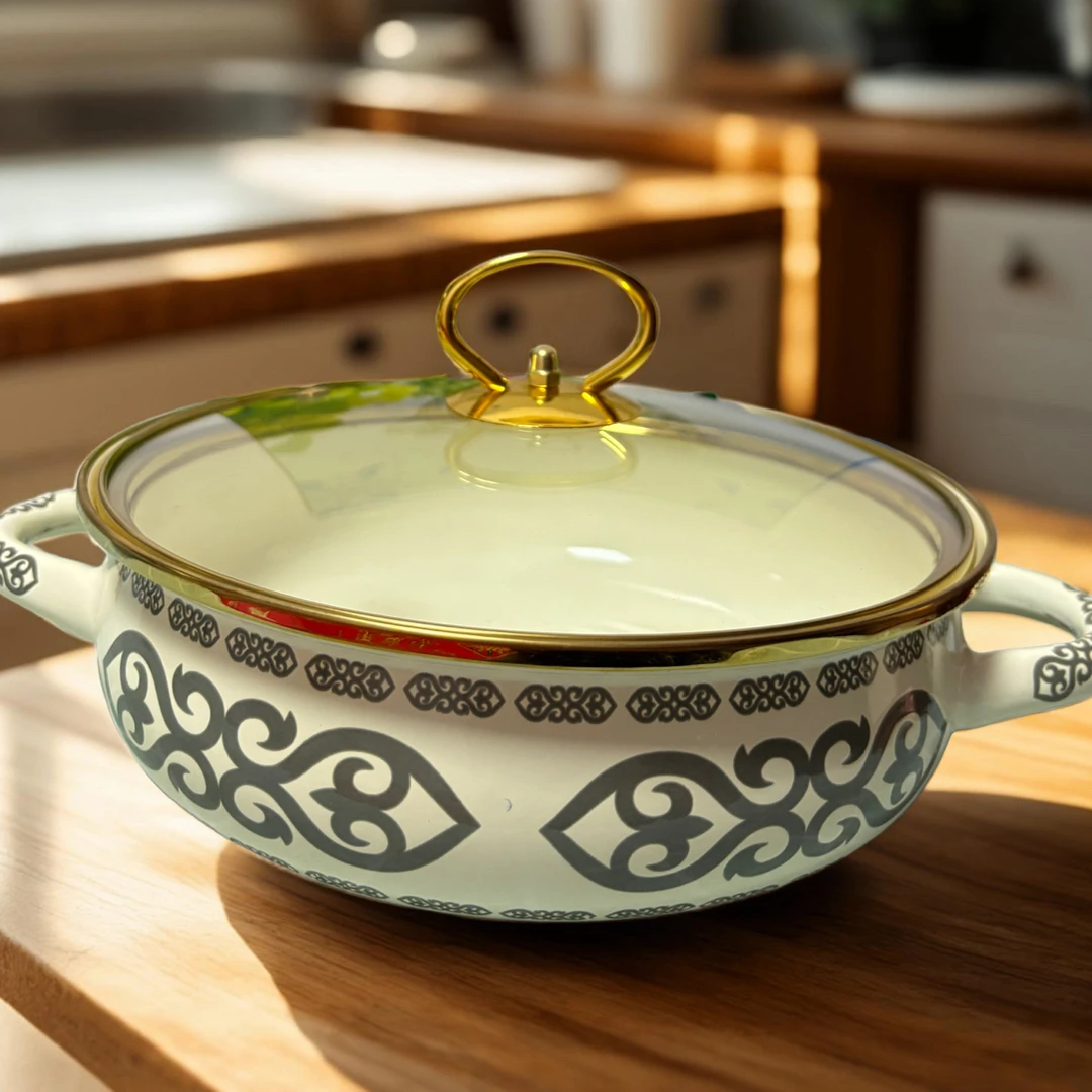 加厚搪瓷22公分家用双耳汤锅