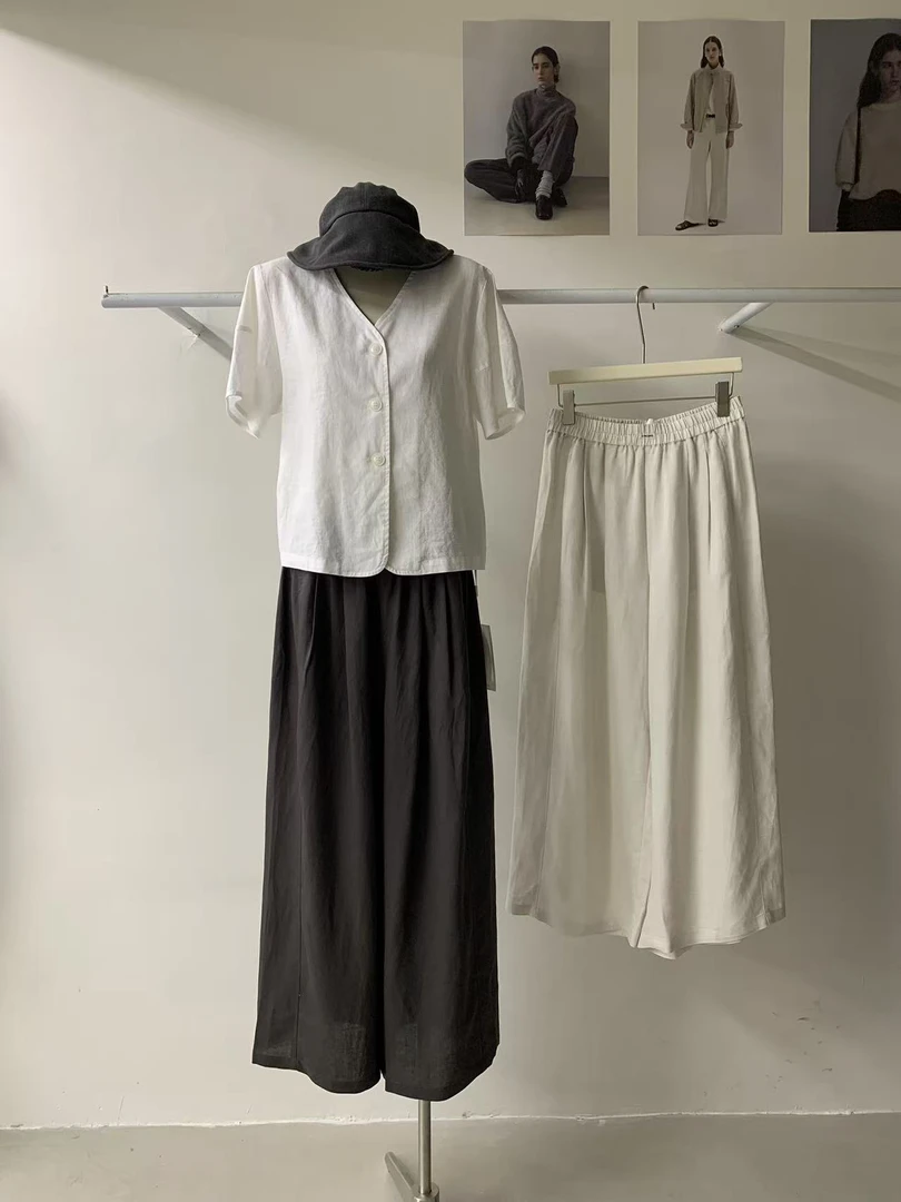 abow@82779 韩系百搭显瘦直筒宽松休闲裤 6-28