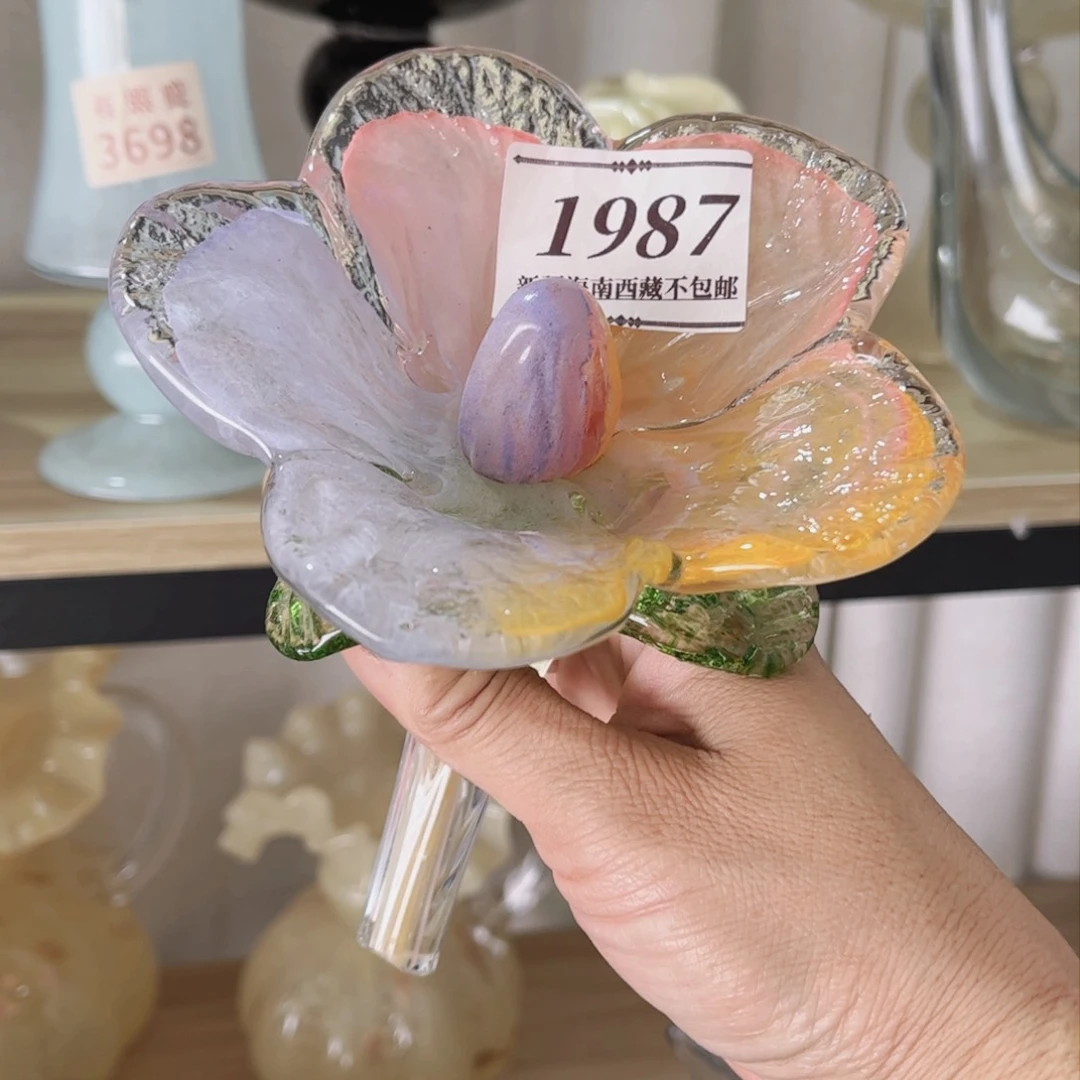 琉璃短花头13长 1987花瓶摆件