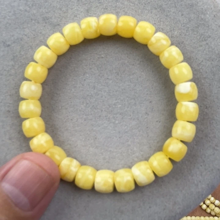 手串蜜蜡未镶嵌纯天然俄料白花虎皮8*7腕口15+