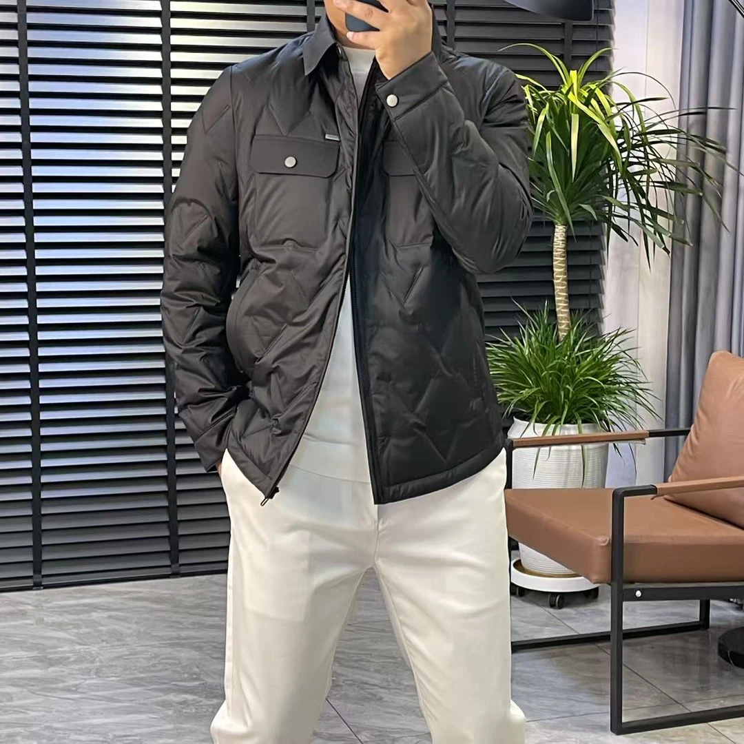 张先生欧货•8991冬季男士商务休闲轻奢百搭翻领薄羽绒外套