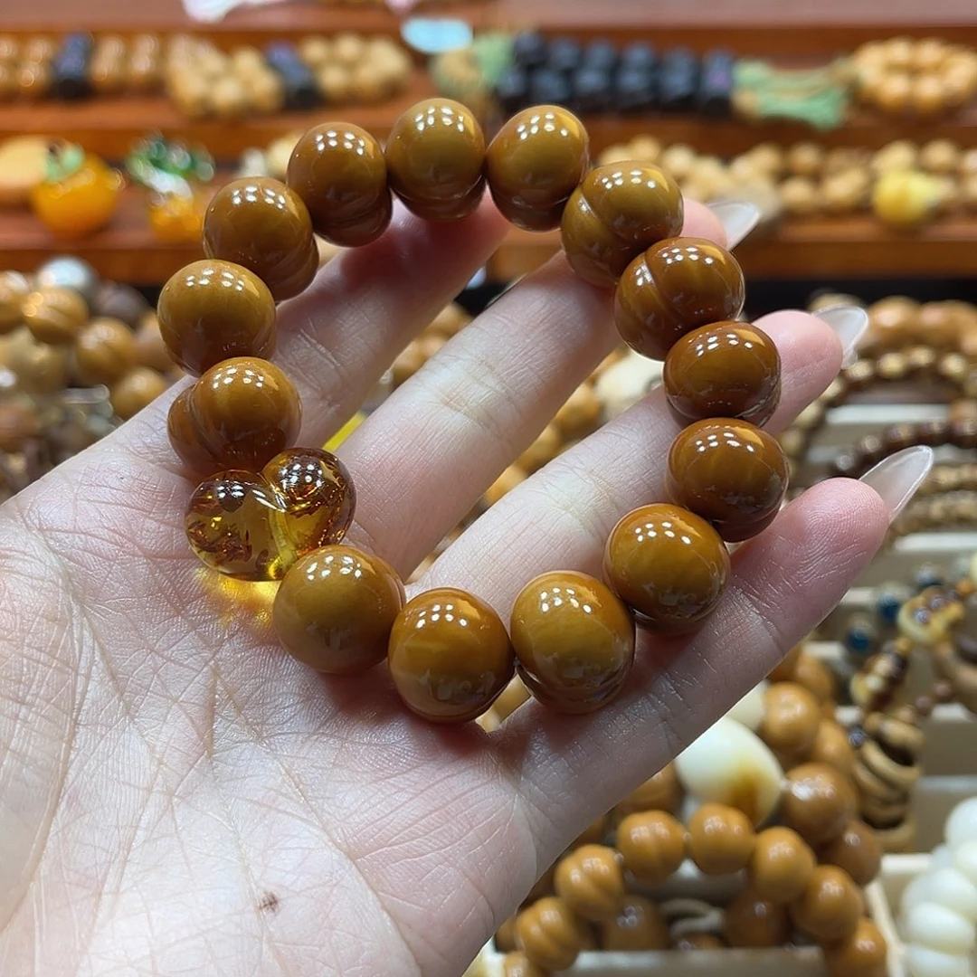 爱***猫菩提手串/手链天然花珀爱心卡16.5屁桃